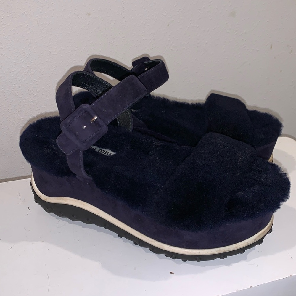 Miu Miu Blue and White Platform Shoes